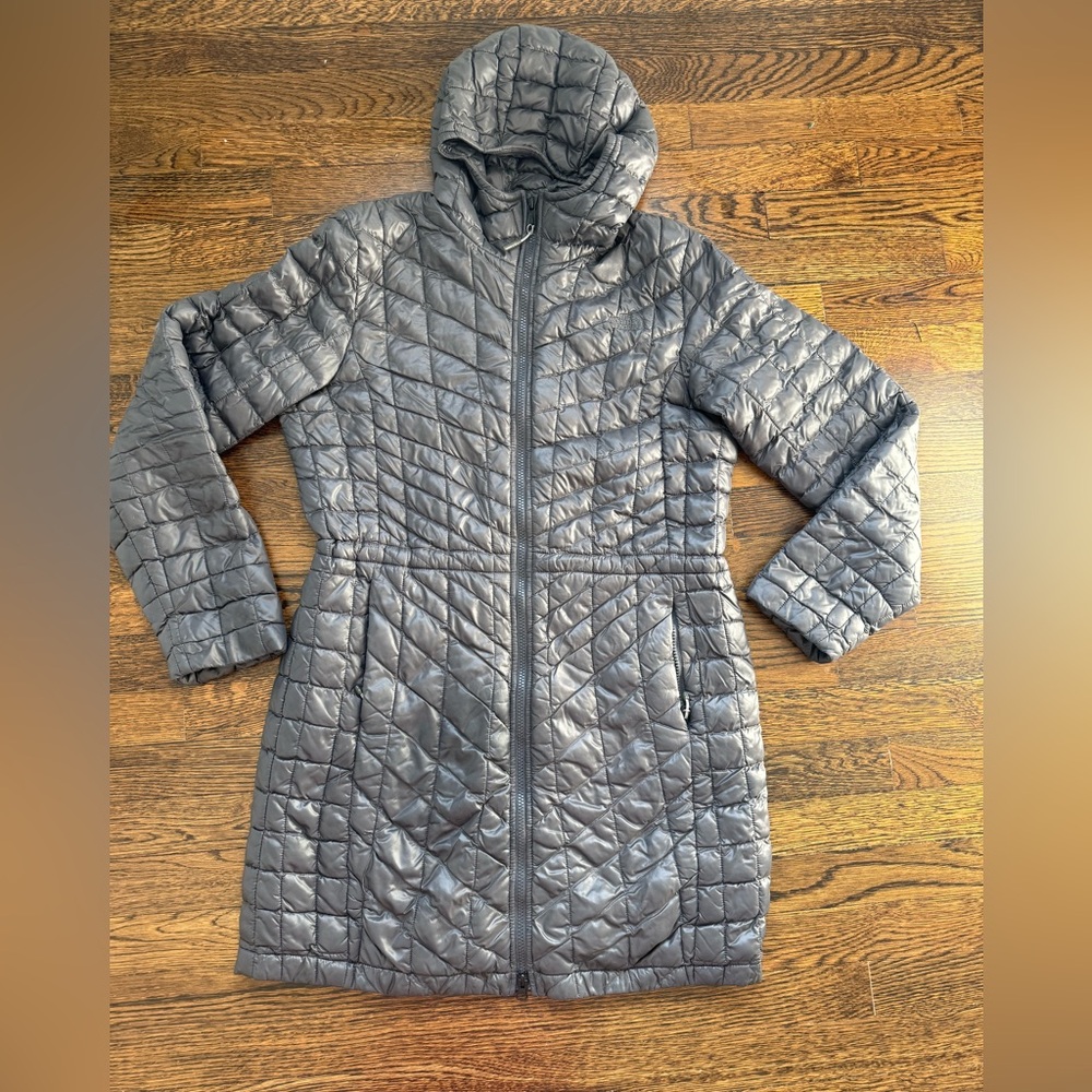 The North Face Eco Thermoball Hooded Parka Long Coat Puffer Womens Sz  Lg
